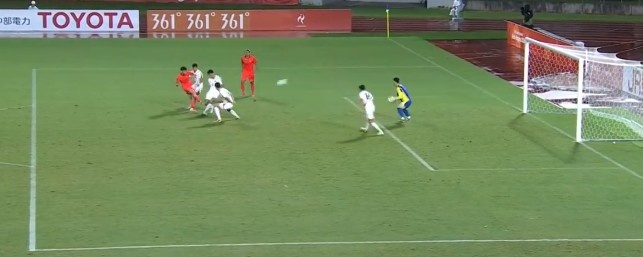 半场-U23国足1-1朝鲜U23 张玉宁头球破门吴曦献助攻毛伟杰染黄